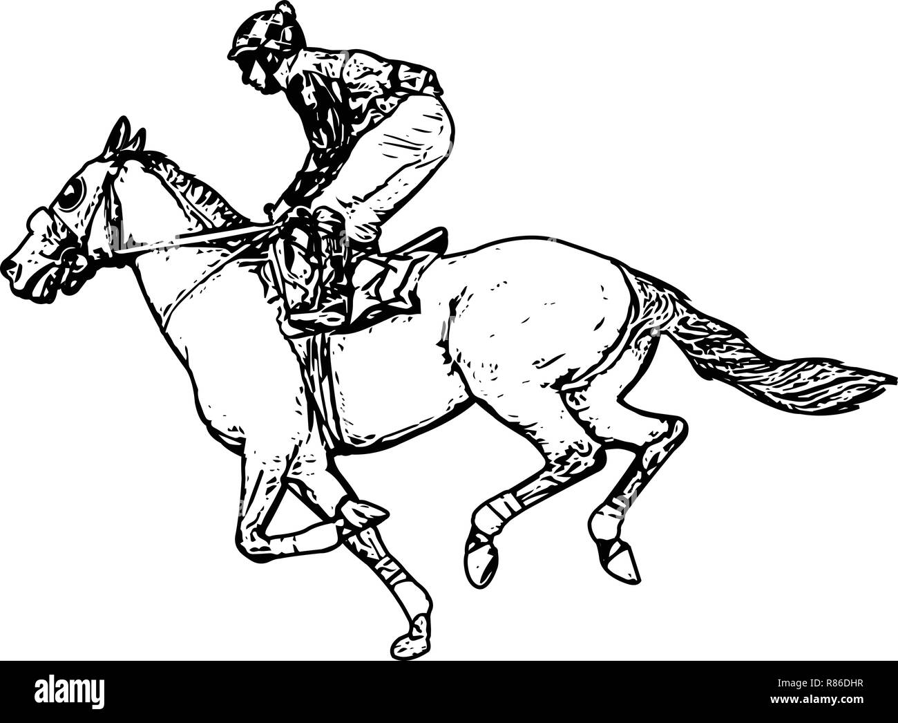 Équitation jockey cheval de course dimensions - vector Illustration de Vecteur