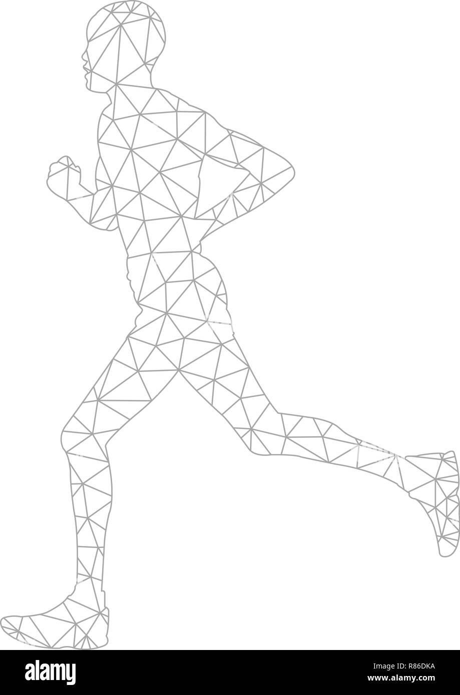 Running Man, wireframe triangles,low poly style - vector Illustration de Vecteur