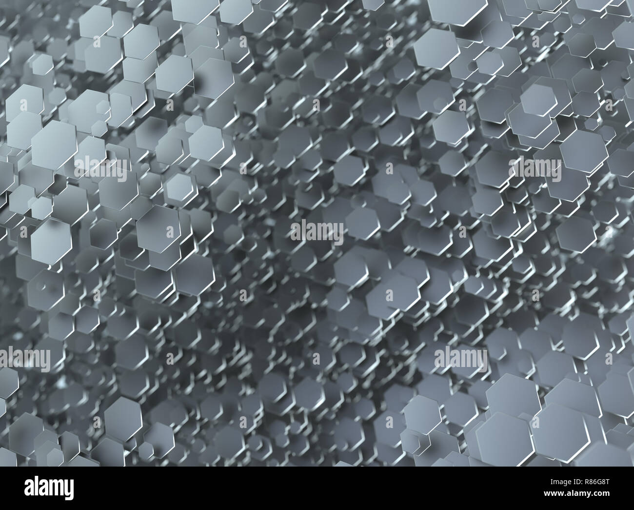 Abstract image polygonale avec des lumières et des ombres distribués au hasard. Trois dimensions sous forme d'abeille. 3D illustration. Arrière-plan de couleur. Banque D'Images