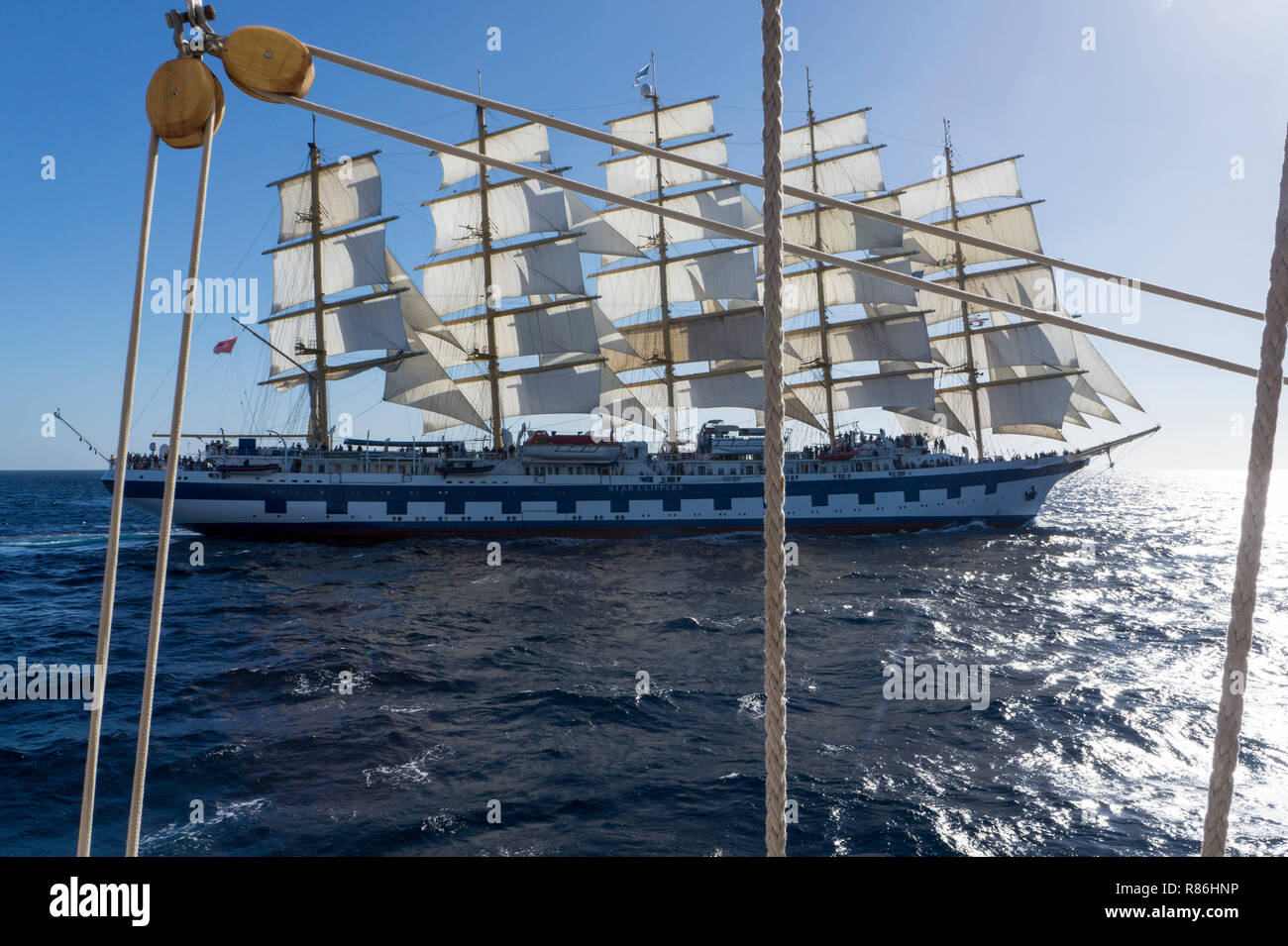 Royal Clipper Star Clipper du détroit de Bonafaccio Banque D'Images