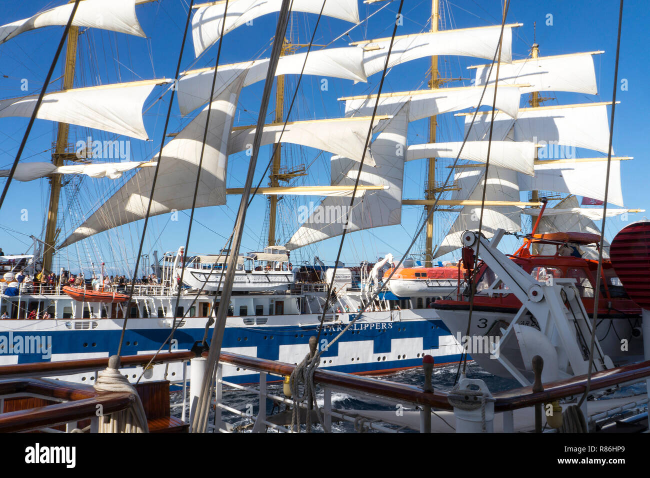 Royal Clipper Star Clipper du détroit de Bonafaccio Banque D'Images