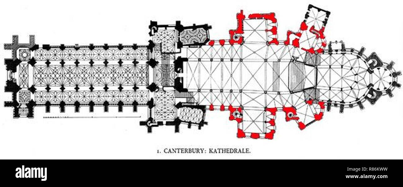 Canterbury cathédrale normande plan. Banque D'Images