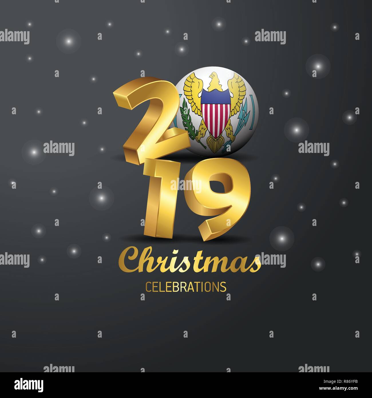 Iles Vierges US Flag 2019 Joyeux Noël la typographie. Nouvel An fête fond abstrait Illustration de Vecteur