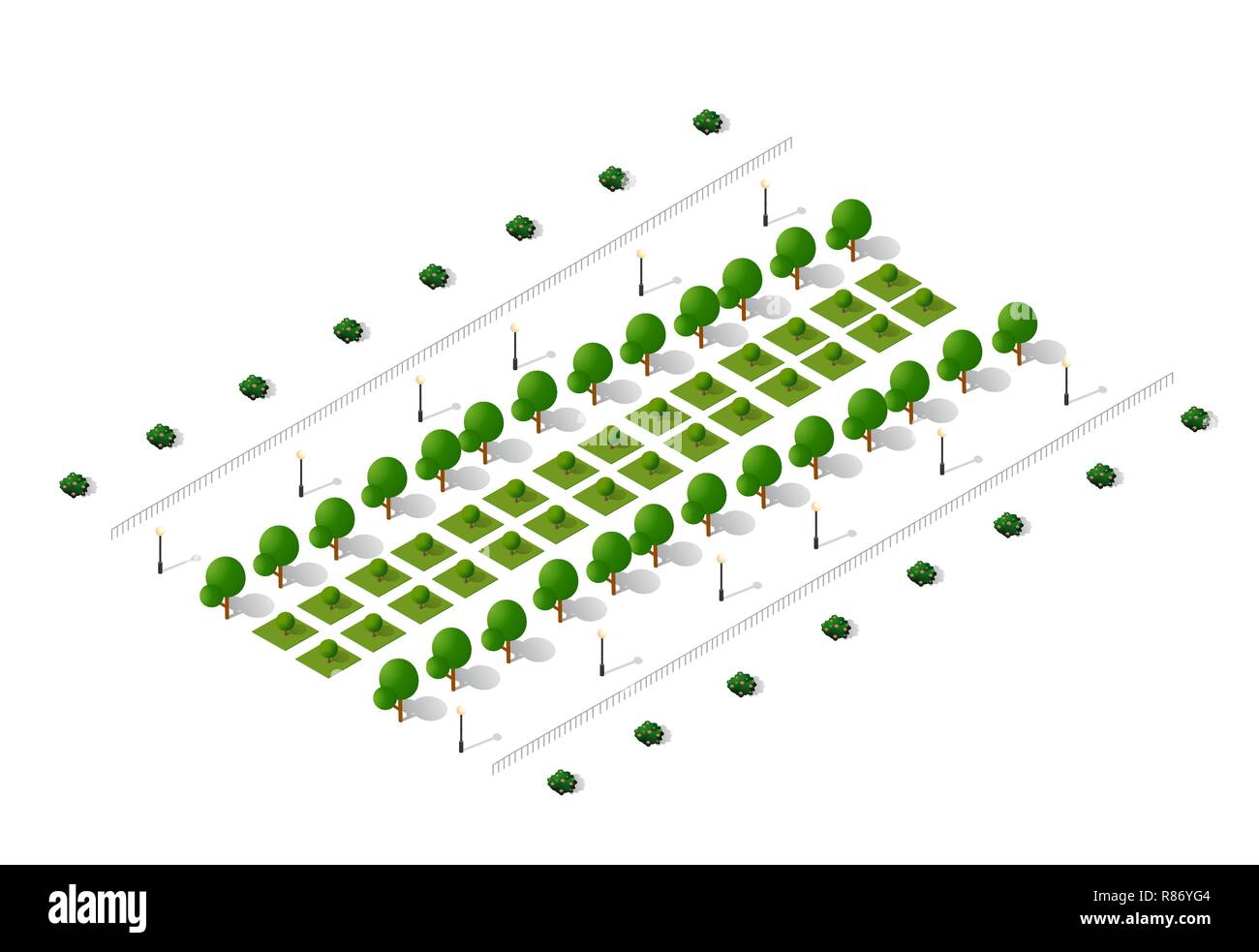 Ensemble d'isométrique écologiques naturelles des arbres et des plantes Illustration de Vecteur