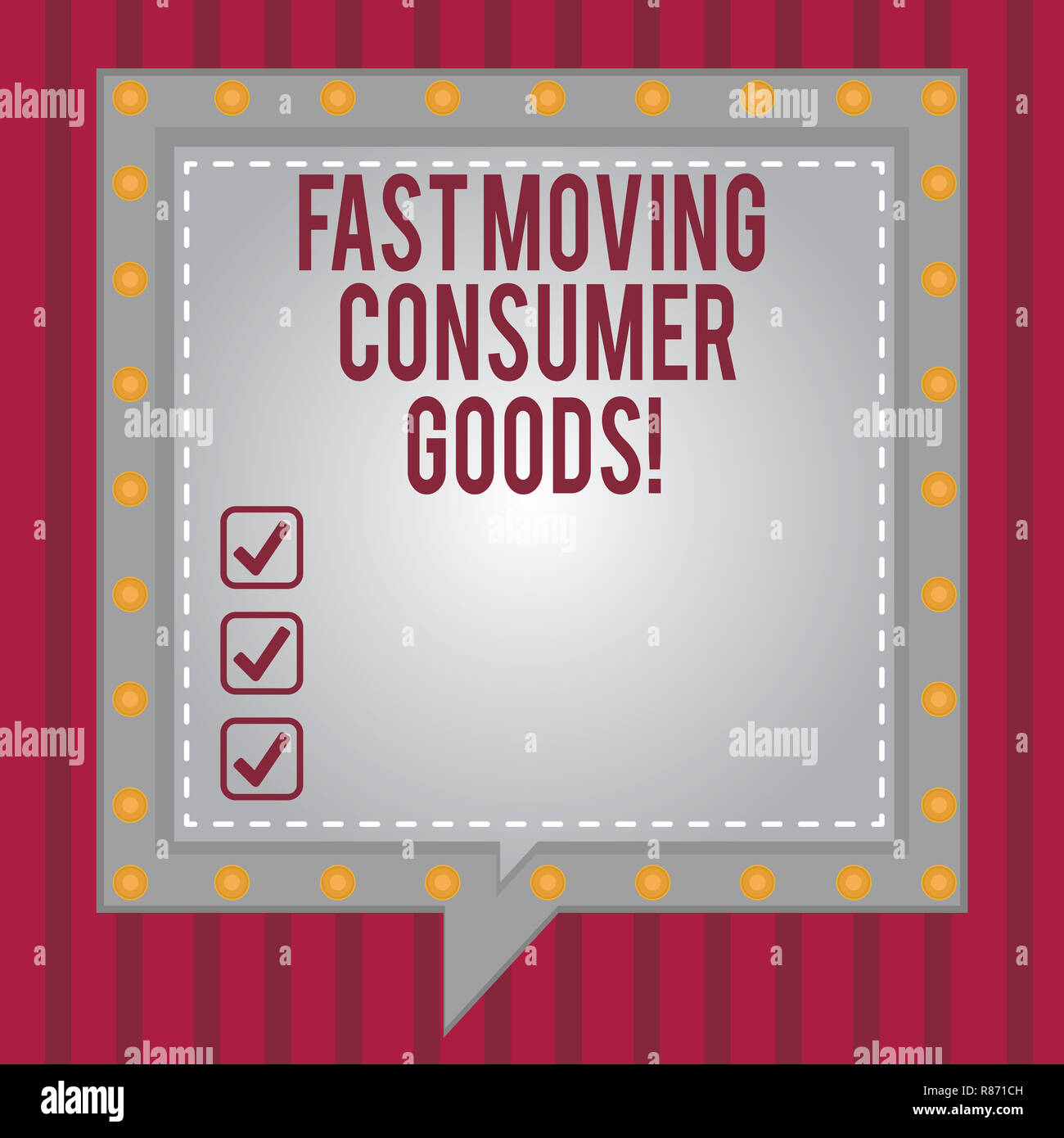 L'écriture de texte Word Fast Moving Consumer Goods. Concept d'affaires pour un volume élevé d'achats au détail de la société de consommation à l'intérieur d'une autre des bulles carrés wi Banque D'Images