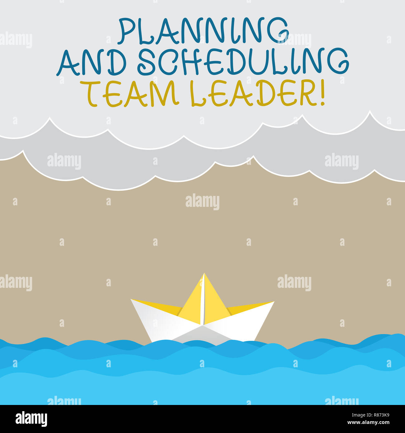 Texte de l'écriture l'écriture Planification et programmation de chef d'équipe. Projet sens Concept analysisagement business leadership vague nuages lourds et papier Banque D'Images