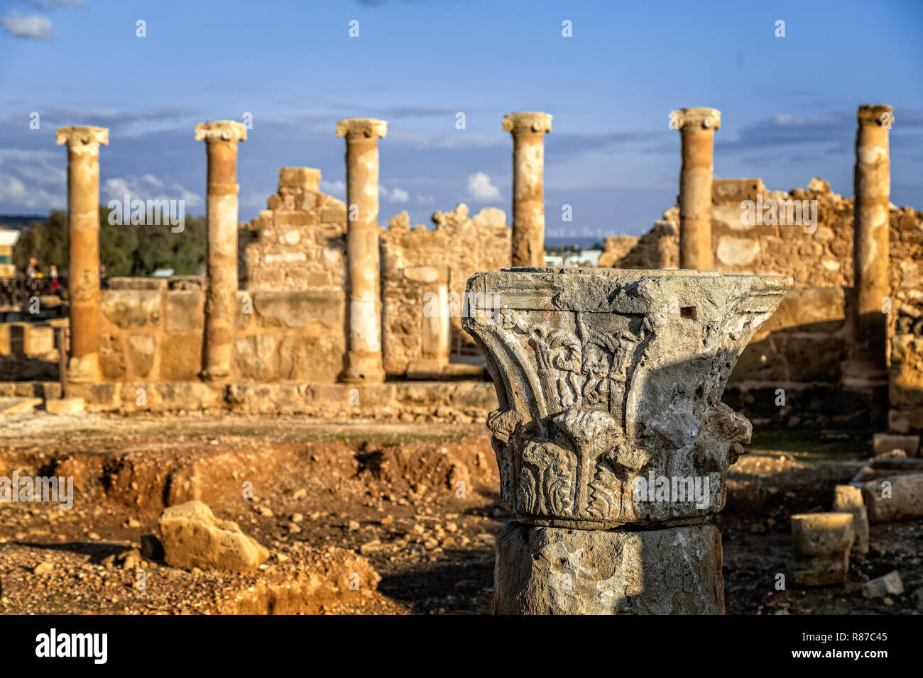 La maison de Thésée, villa romaine ruines à Kato Paphos, Parc archéologique de Paphos, Chypre Banque D'Images