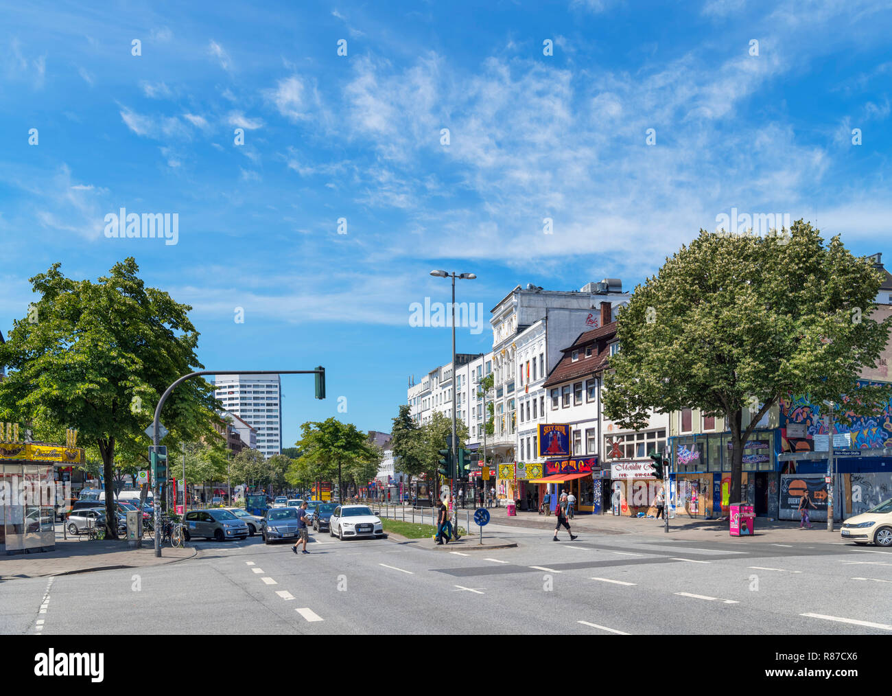 Le Reeperbahn, St Pauli, Hambourg, Allemagne Banque D'Images