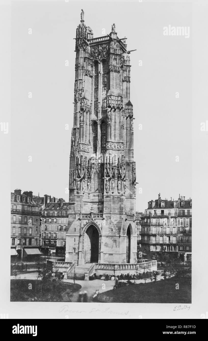 Tour Saint Jacques, Paris, France, l'argent à l'albumine, Edouard Baldus, années 1860 Banque D'Images
