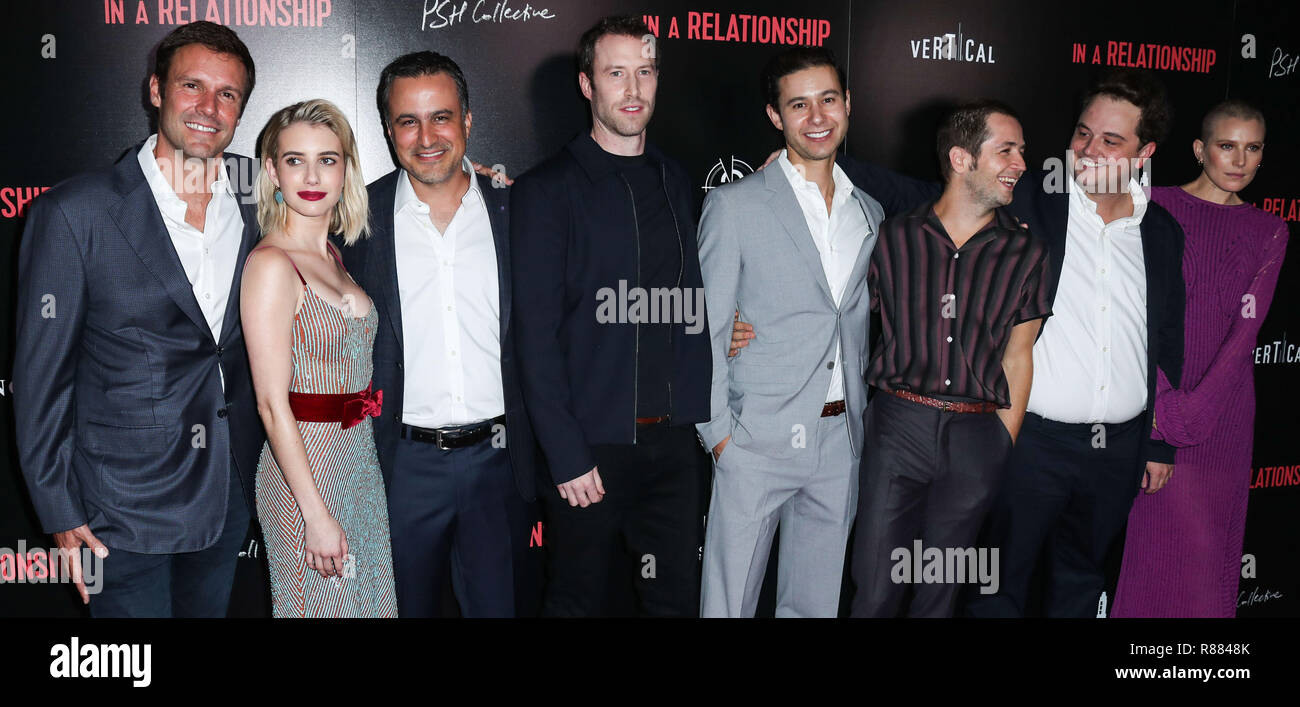 WEST HOLLYWOOD, LOS ANGELES, CA, USA - 30 OCTOBRE : Sam Boyd, Emma Roberts, le MEER Hemingway, Michael Angarano, Andres Icaza, Sergio Cortez, Jorge Garcia au Los Angeles première de l'animation verticale dans une relation' qui s'est tenue au London West Hollywood salle de projection le 30 octobre 2018 à West Hollywood, Los Angeles, Californie, États-Unis. (Photo par Xavier Collin/Image Press Office) Banque D'Images