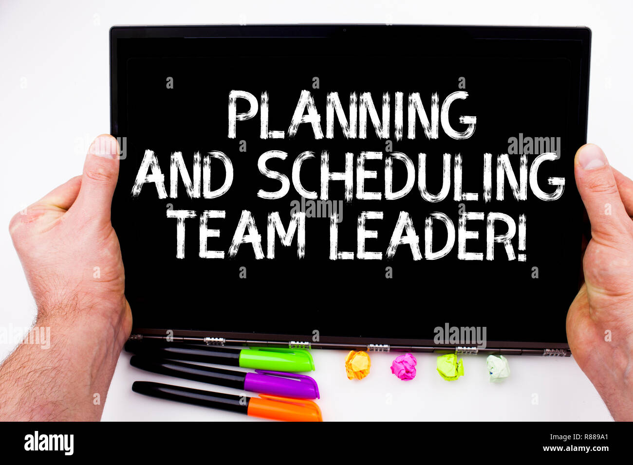 Texte de l'écriture l'écriture Planification et programmation de chef d'équipe. Projet sens Concept analysisagement les dirigeants de l'entreprise Banque D'Images