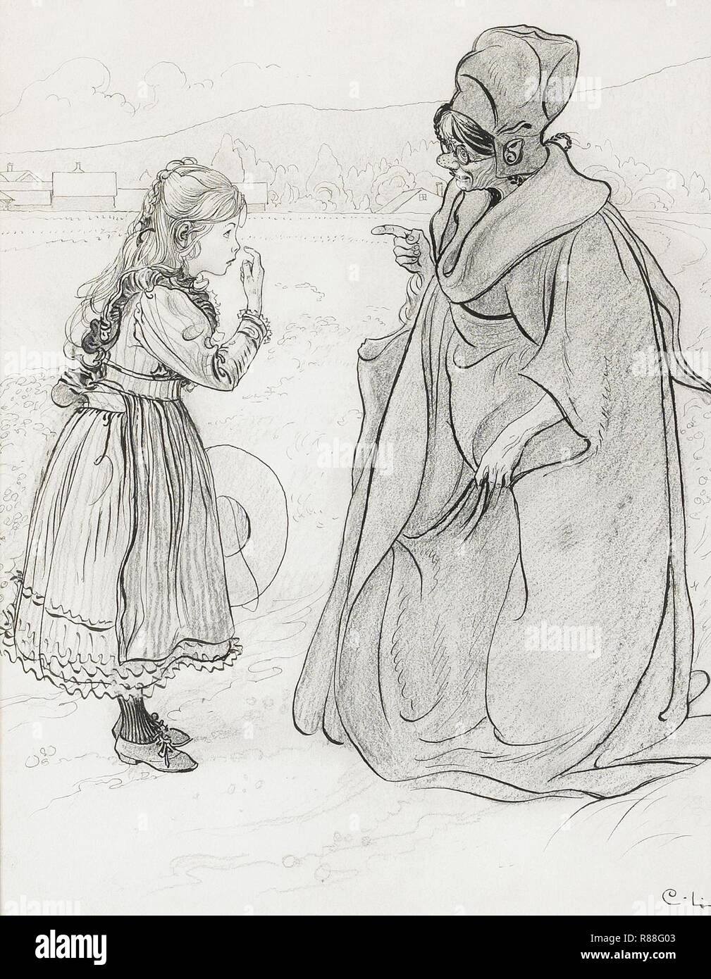 Carl Larsson - Le conte de fées de Lilli's nose 1900. Banque D'Images