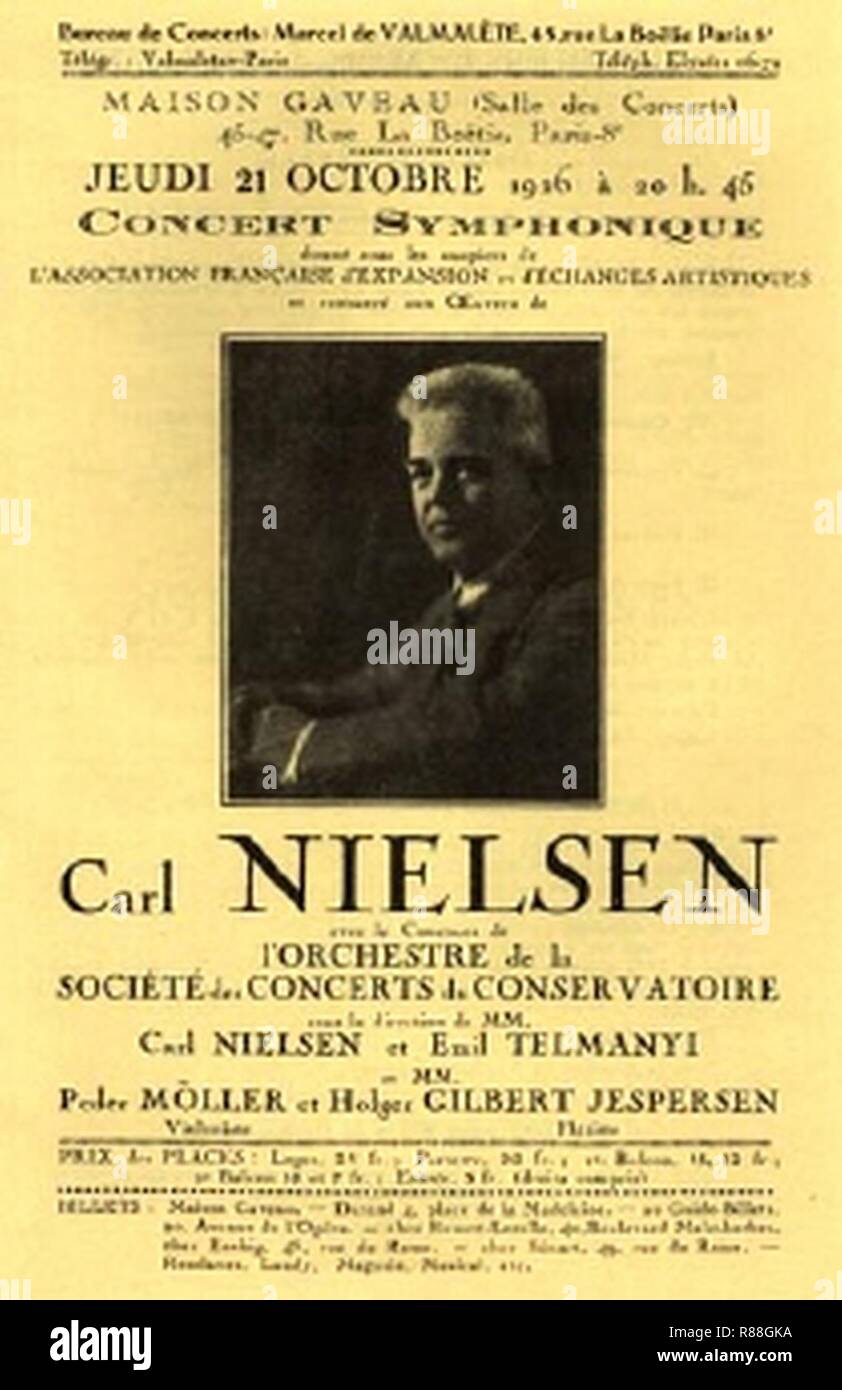 Carl Nielsen programme Concerto pour flûte de Paris. Banque D'Images