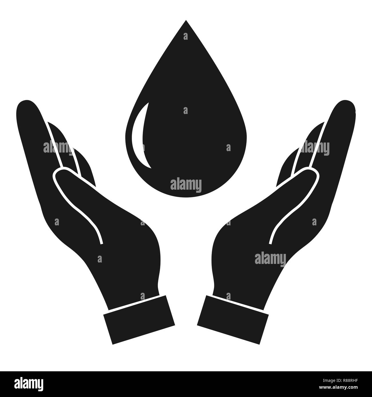 Goutte d'eau dans la main. Icône vecteur Protection sur fond blanc Illustration de Vecteur