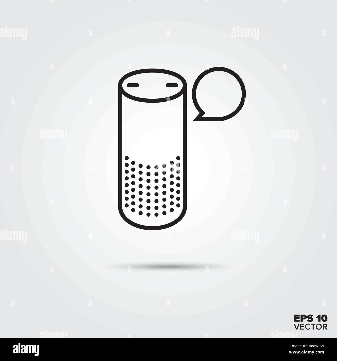 Smart Speaker assistant virtuel d'illustration vectorielle, l'icône de la ligne. Symbole des médias et du divertissement. Illustration de Vecteur