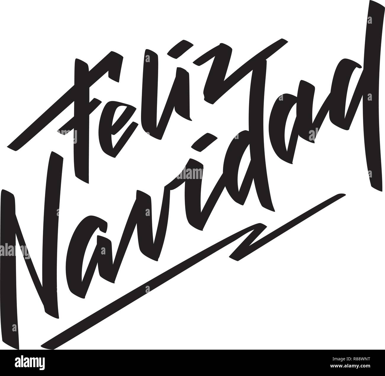 Feliz Navidad lettrage - Noël et Nouvel An vacances d'expression calligraphie sur espagnol isolé sur l'arrière-plan. Encre pinceau Fun typographie pour les superpositions de photos, t-shirt, impression flyer, affiches Illustration de Vecteur