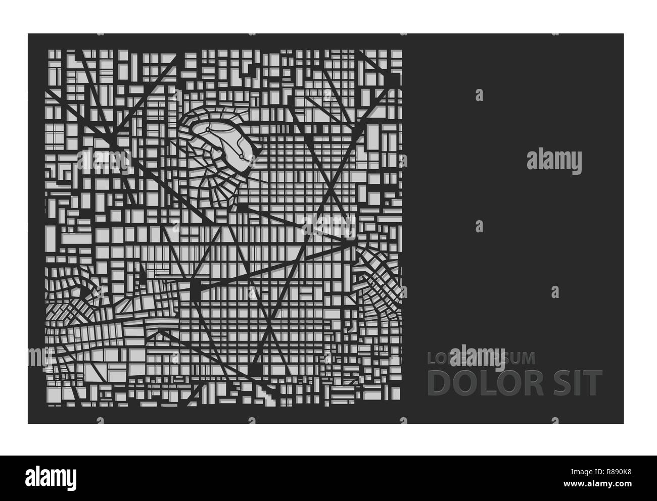 Le découpage au laser de pochoirs pour l'art décoratif de la ville en arrière-plan pour les cartes, des invitations et des présentations Illustration de Vecteur