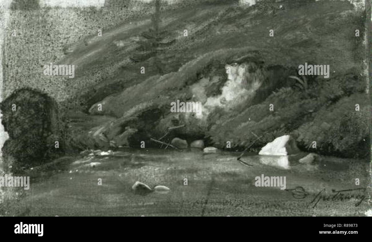 Carl Spitzweg 1808-1885 - Horsky potok. Banque D'Images