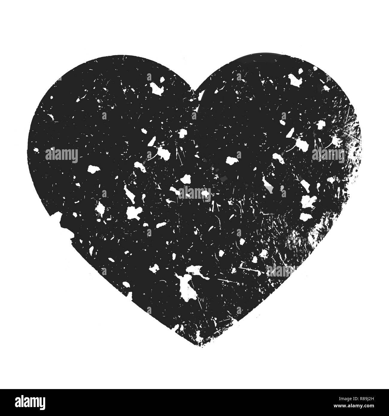 Forme de coeur brisé conceptuel sur fond blanc. L'amour et symbole romantique Saint-Valentin dans l'arrière-plan. Banque D'Images