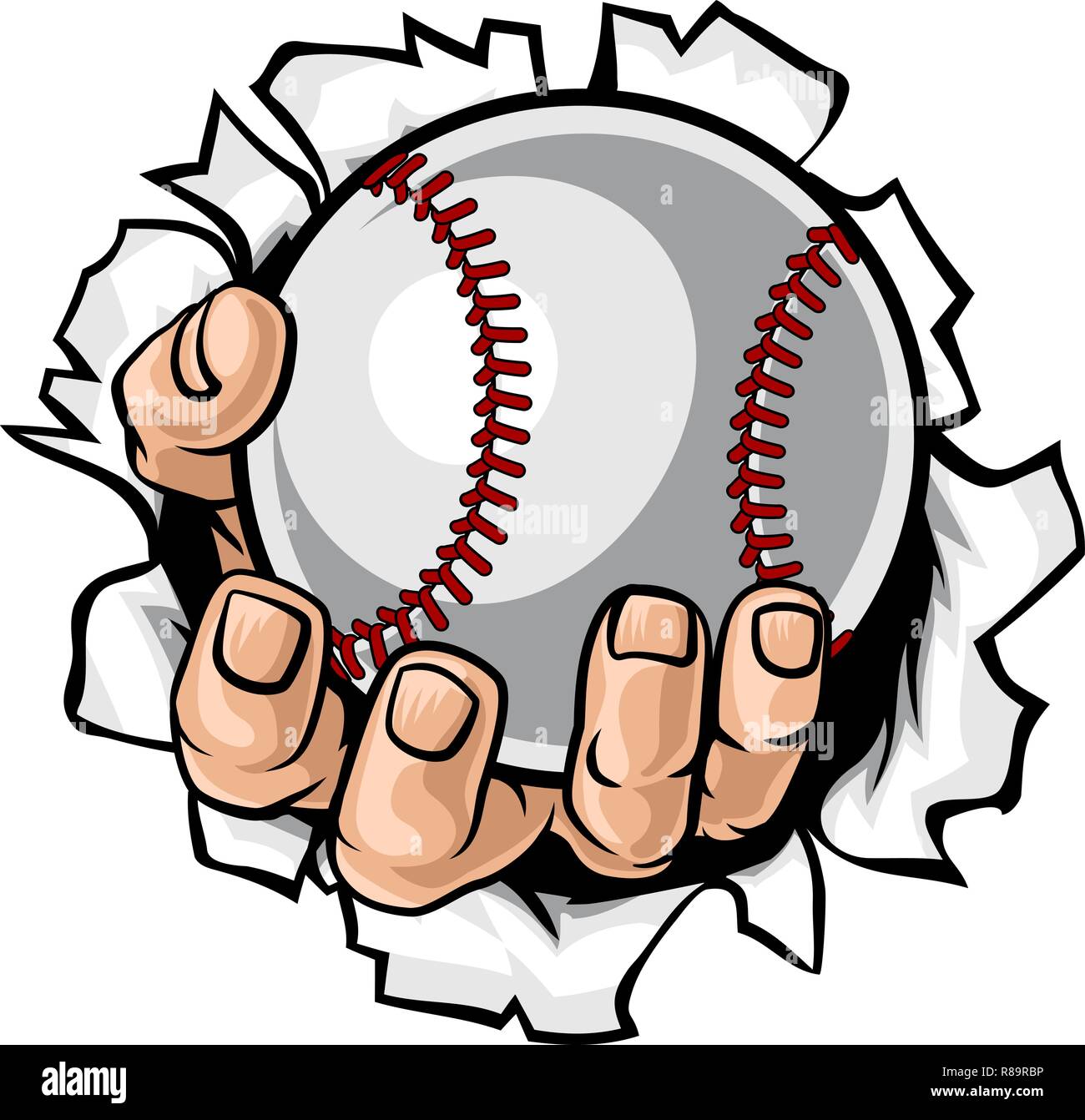 Balle de baseball de déchirer la main Background Illustration de Vecteur