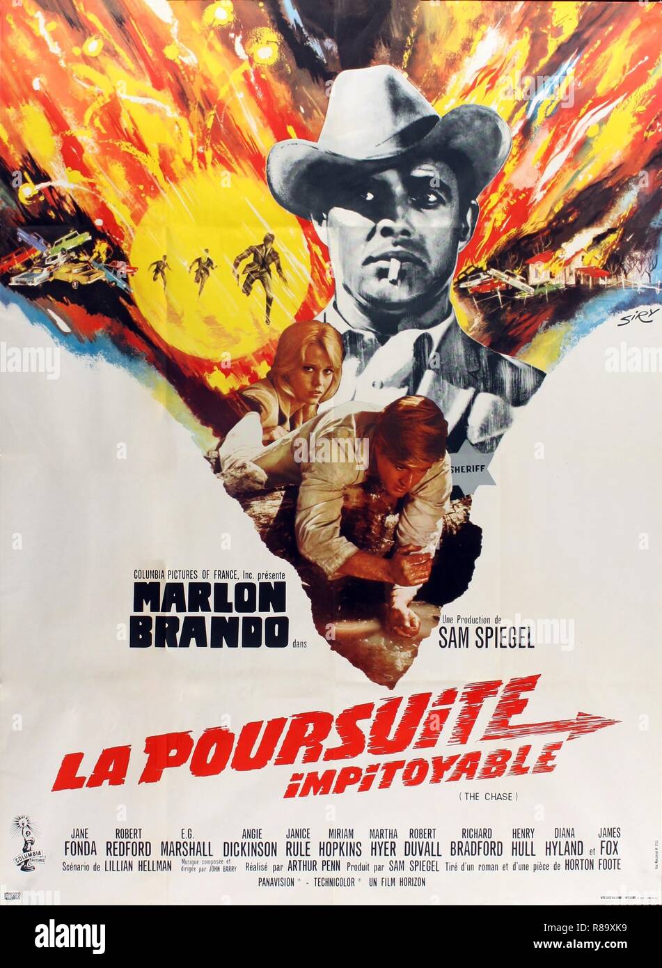 Le Chase Année : 1966 USA Réalisateur : Arthur Penn Marlon Brando Poster (Fr) Banque D'Images