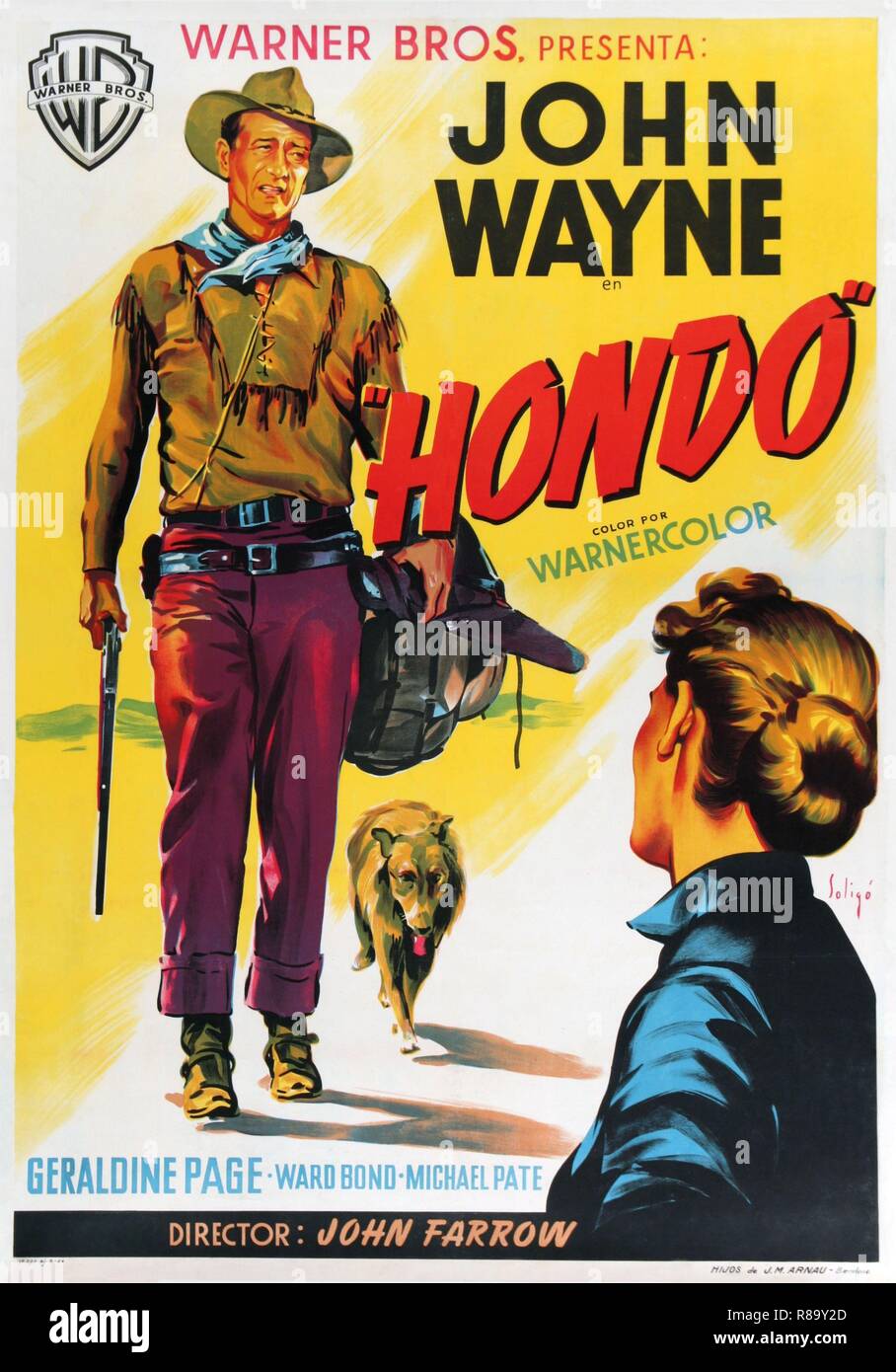 Hondo Année : 1953 USA John Wayne Réalisateur : John Farrow Movie poster (Sp) Banque D'Images