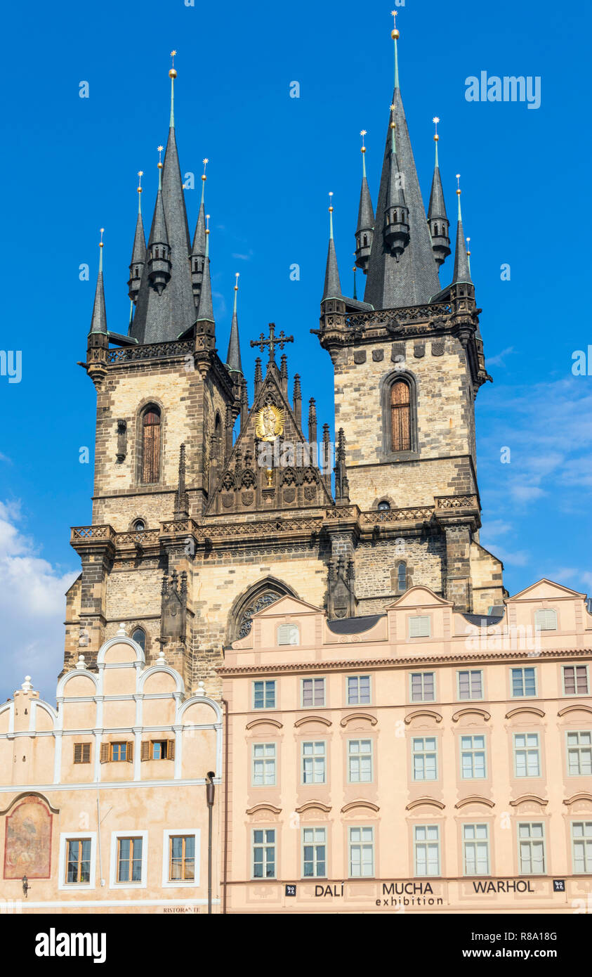 L'église de Tyn Prague vue de la façade de l'église Notre Dame Avant Tyn Staré Město Prague République Tchèque Europe Banque D'Images