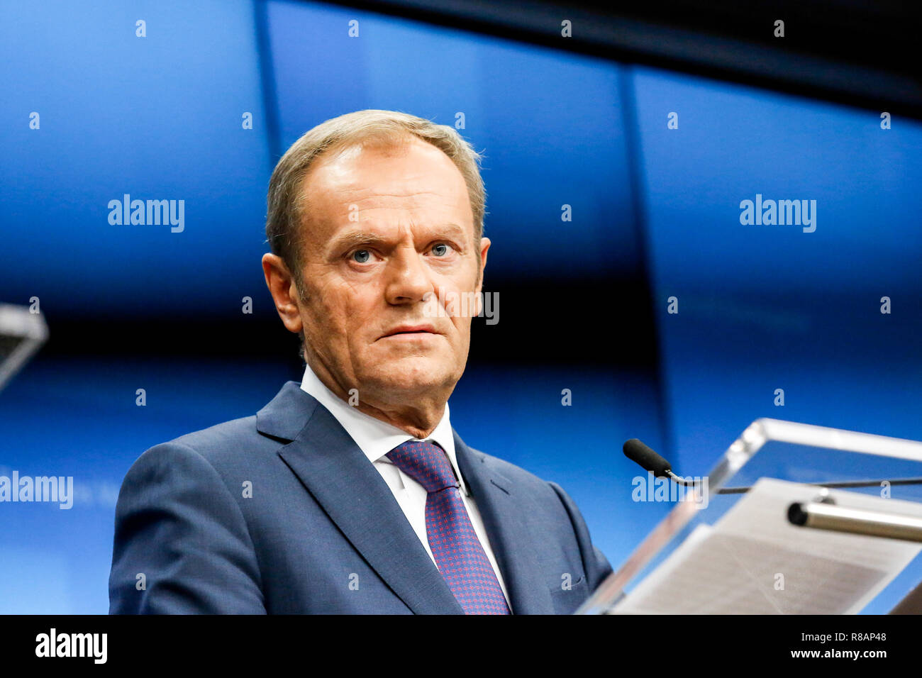 Bruxelles, Belgique. 14 décembre 2018. Donald Tusk, Président du Conseil européen lors d'une conférence de presse au cours du Sommet du Conseil européen à Bruxelles, Belgique le 14 décembre 2018. Credit : Michal Bielsk Podlaski/Alamy Live News Banque D'Images