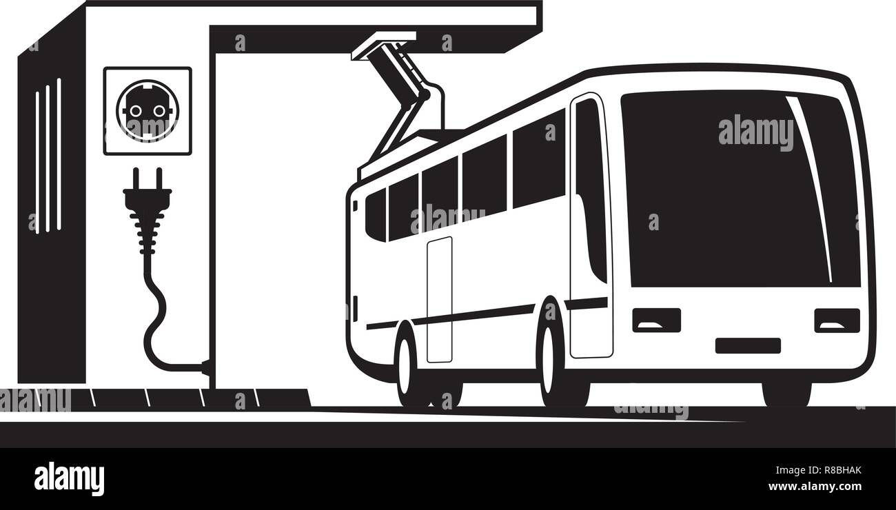 Bus station de charge - vector illustration Illustration de Vecteur