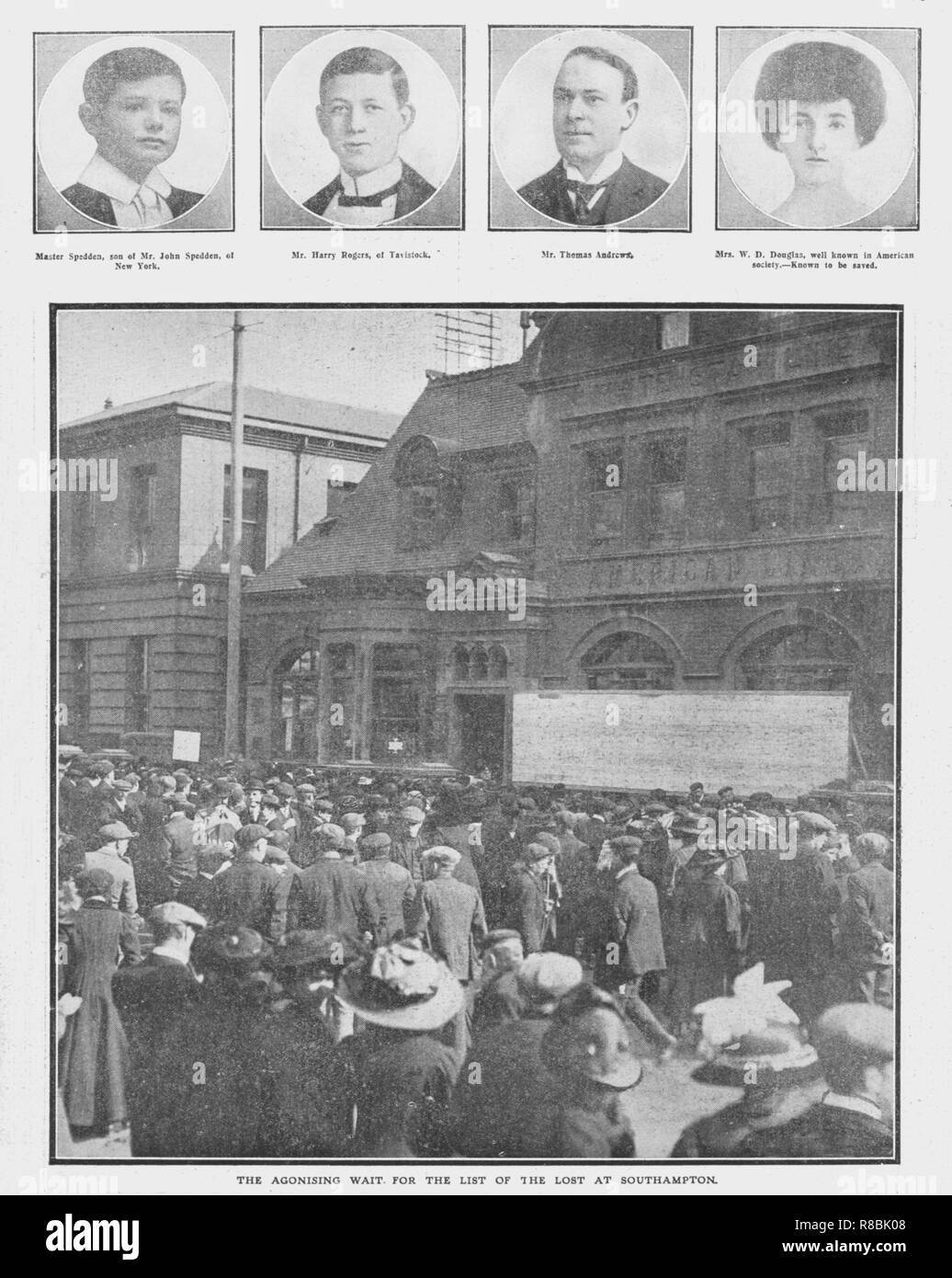 "L'attente agonisante pour la liste de l'perdu à Southampton', 20 avril 1912. Créateur : Inconnu. Banque D'Images