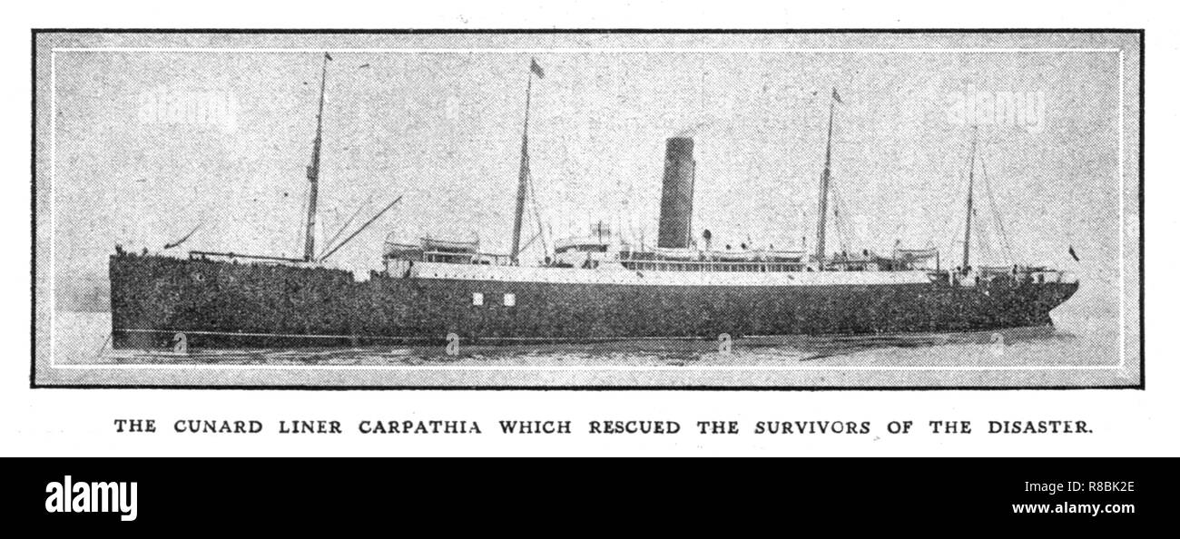 'La Cunard paquebot Carpathia qui a sauvé les survivants de la catastrophe', 20 avril 1912. Créateur : Inconnu. Banque D'Images