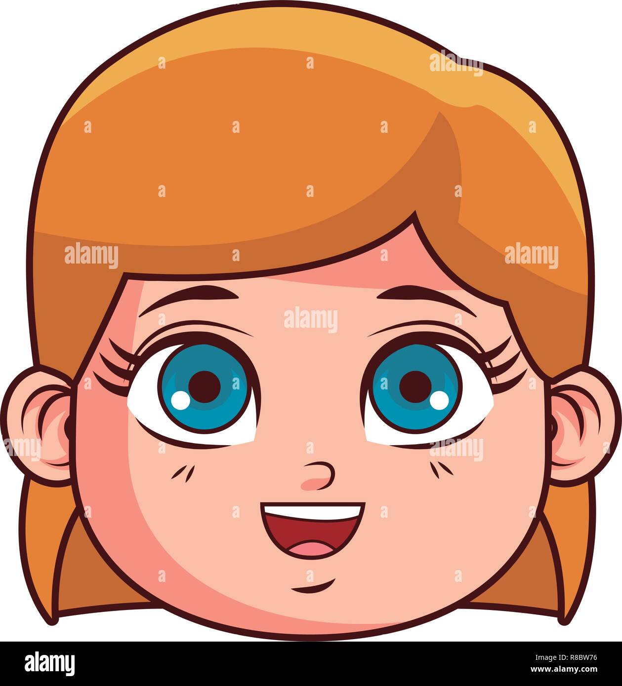 Cute girl cartoon face Illustration de Vecteur