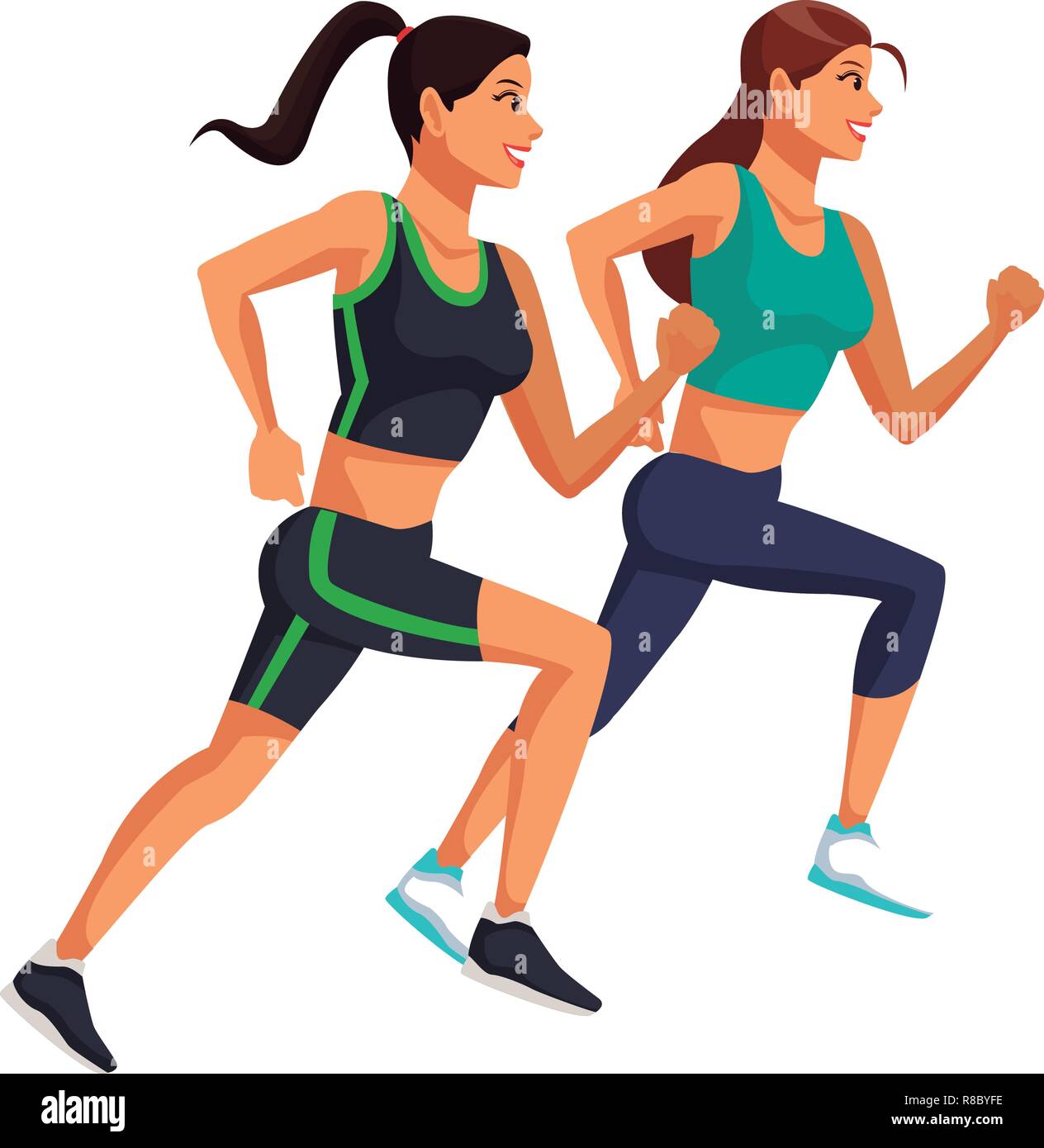 Les femmes en marche de remise en forme Illustration de Vecteur