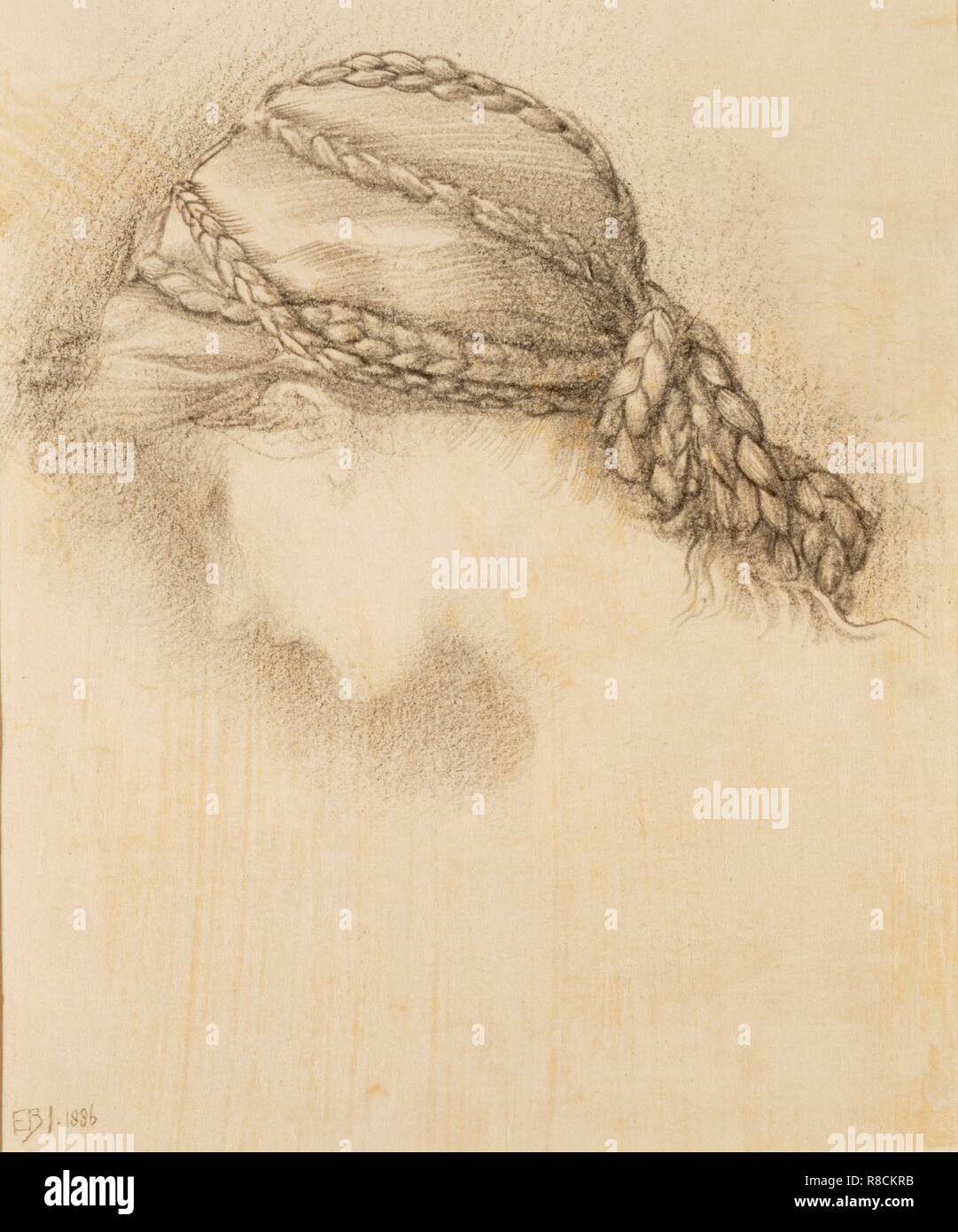 Tête de la femme, détail d'un sketchbook, 1886. Organisateur : Sir Edward Burne-Jones (1833-98). Banque D'Images