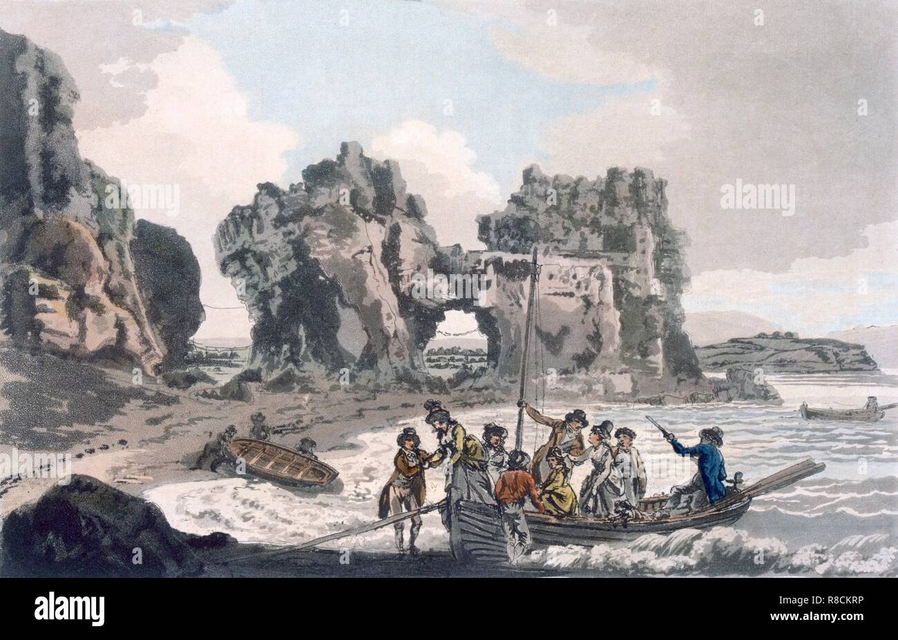 Vue sur le rocher du château, pub. 1793. Créateur : J. Hassell (1767-1825) et J.C. Ibbetson (1759-1817). Banque D'Images