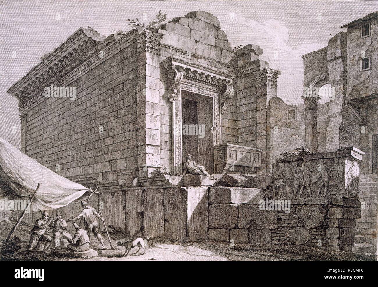 Vue sur le Temple d'Esculape, pub. 1764. Créateur : Robert Adam (1728-92). Banque D'Images