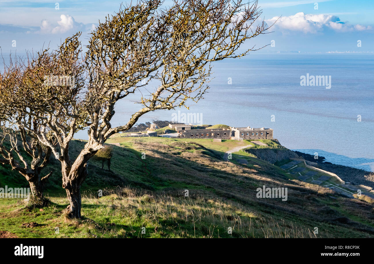 Fort Brean Down près de Weston super Mare dans Somerset construit comme l'un des forts de Palmerston, dans les années 1860 pour protéger les ports du canal de Bristol Banque D'Images