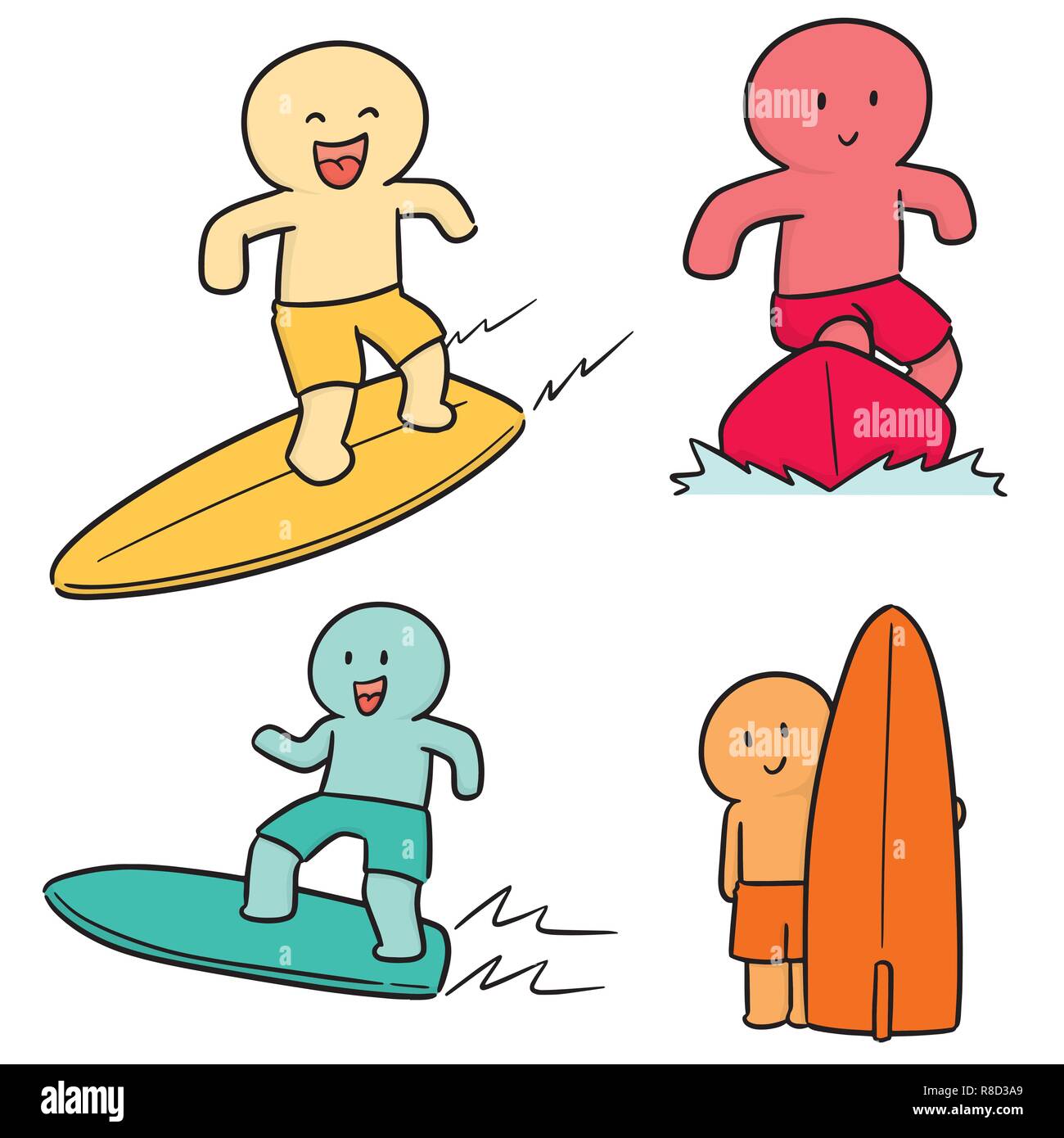 Vector set de surfer Illustration de Vecteur