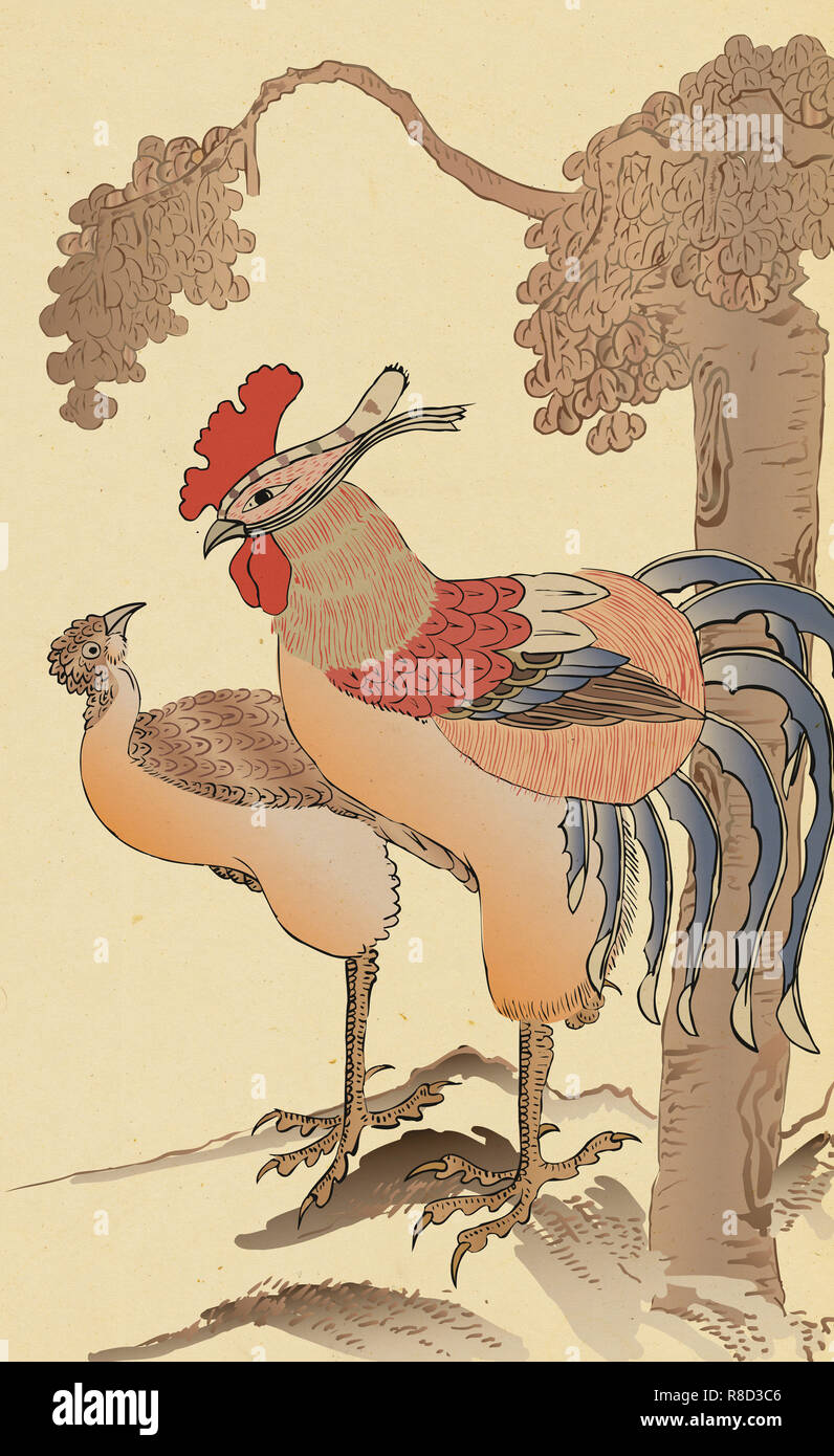 Contes de Corée, la peinture traditionnelle d'animaux liées aux mythes traditionnels coréens. 092 Banque D'Images