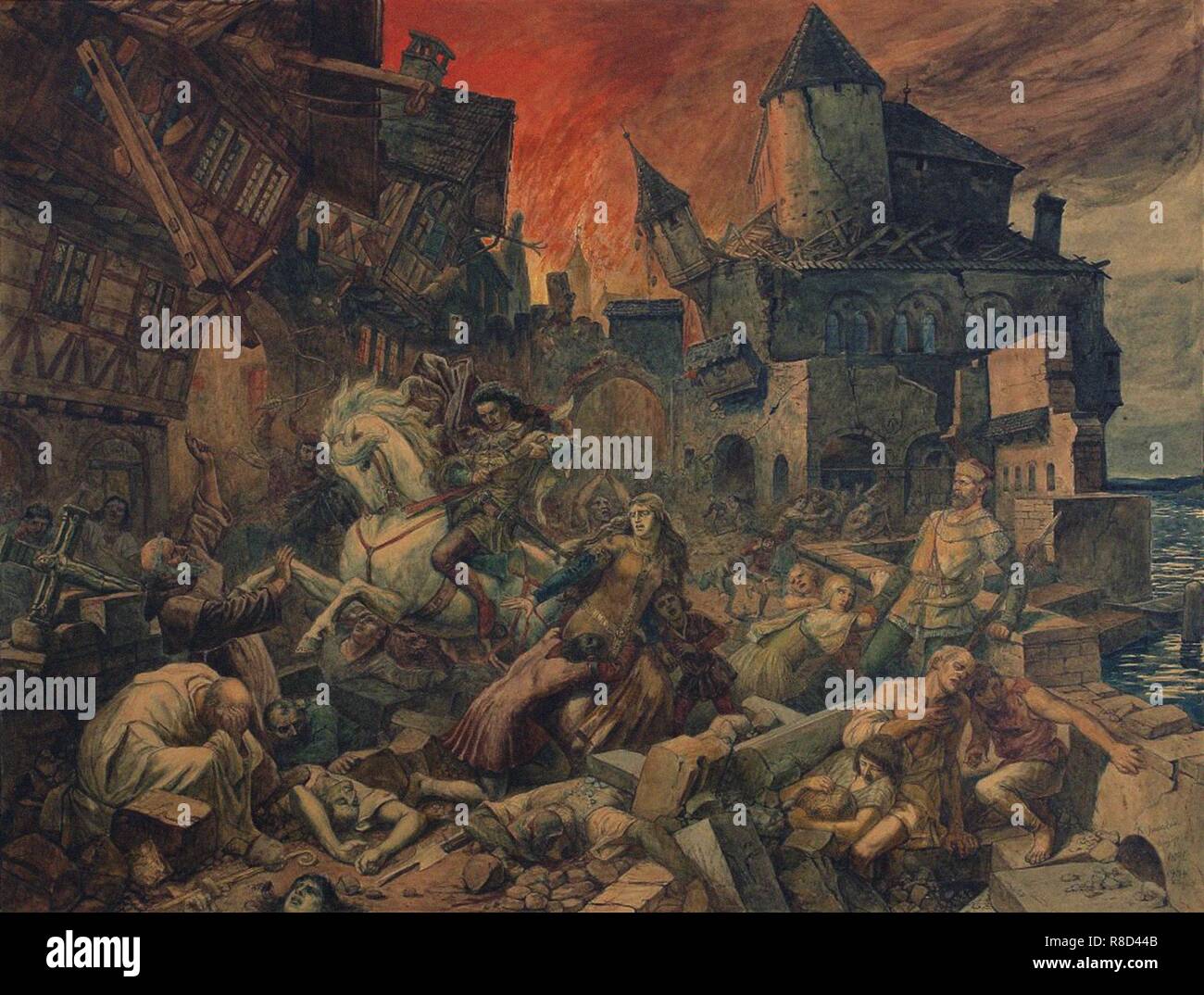 Le tremblement de terre de Bâle du 18 octobre 1356 Photo Stock - Alamy