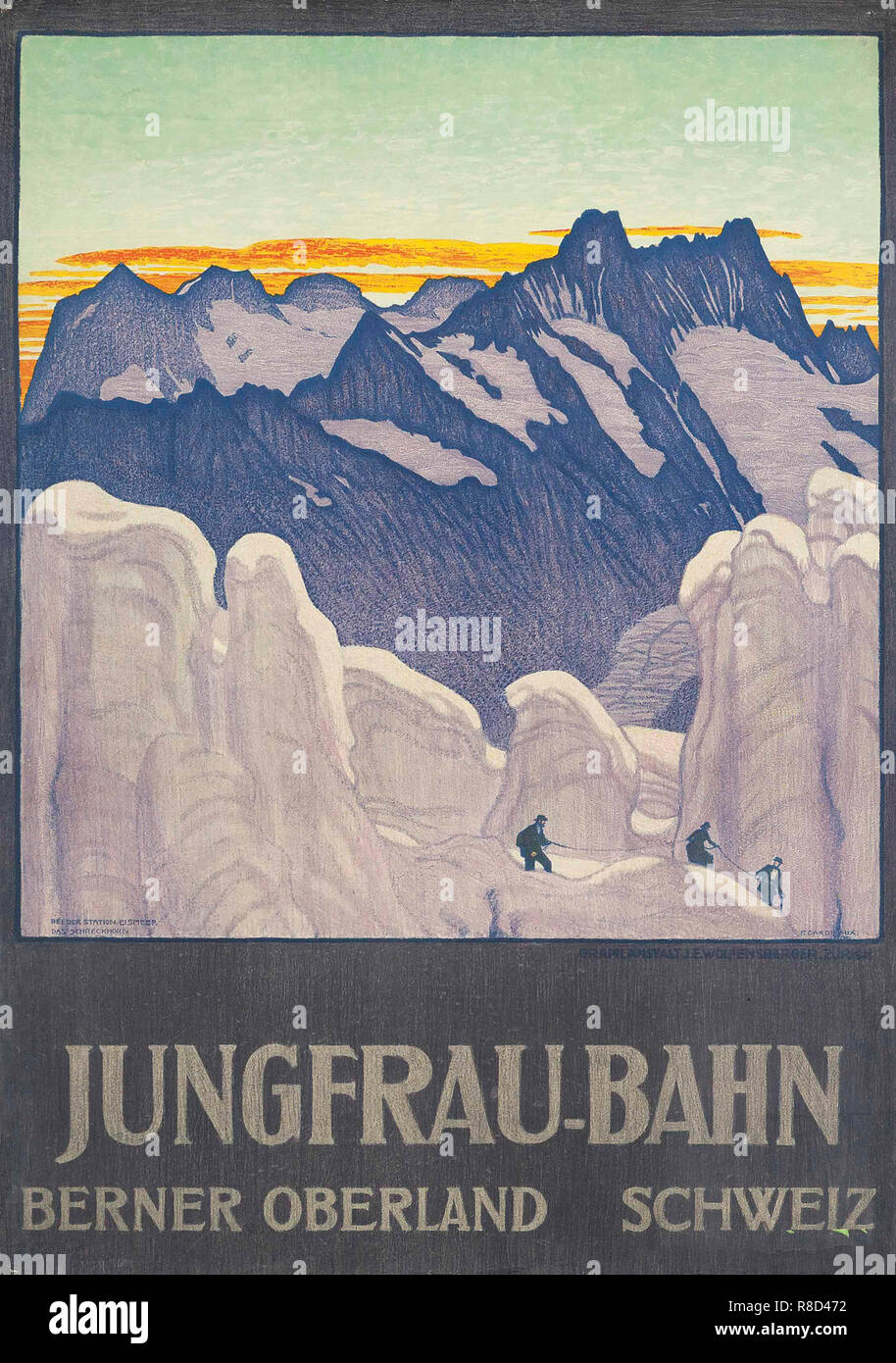 Jungfrau-Bahn, Berner Oberland, 1910. Banque D'Images