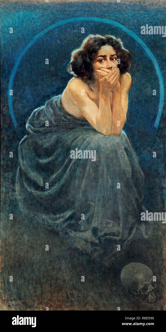 Il Silenzio (Le Silence). L'enigma umano (l'Énigme) triptyque, 1900. Banque D'Images