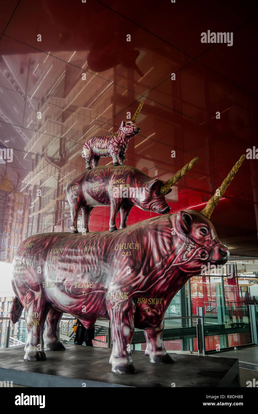 'Le blé et steack", oeuvre de Miralda, Museo Nacional Centro de Arte Reina Sofía, Madrid, Espagne Banque D'Images