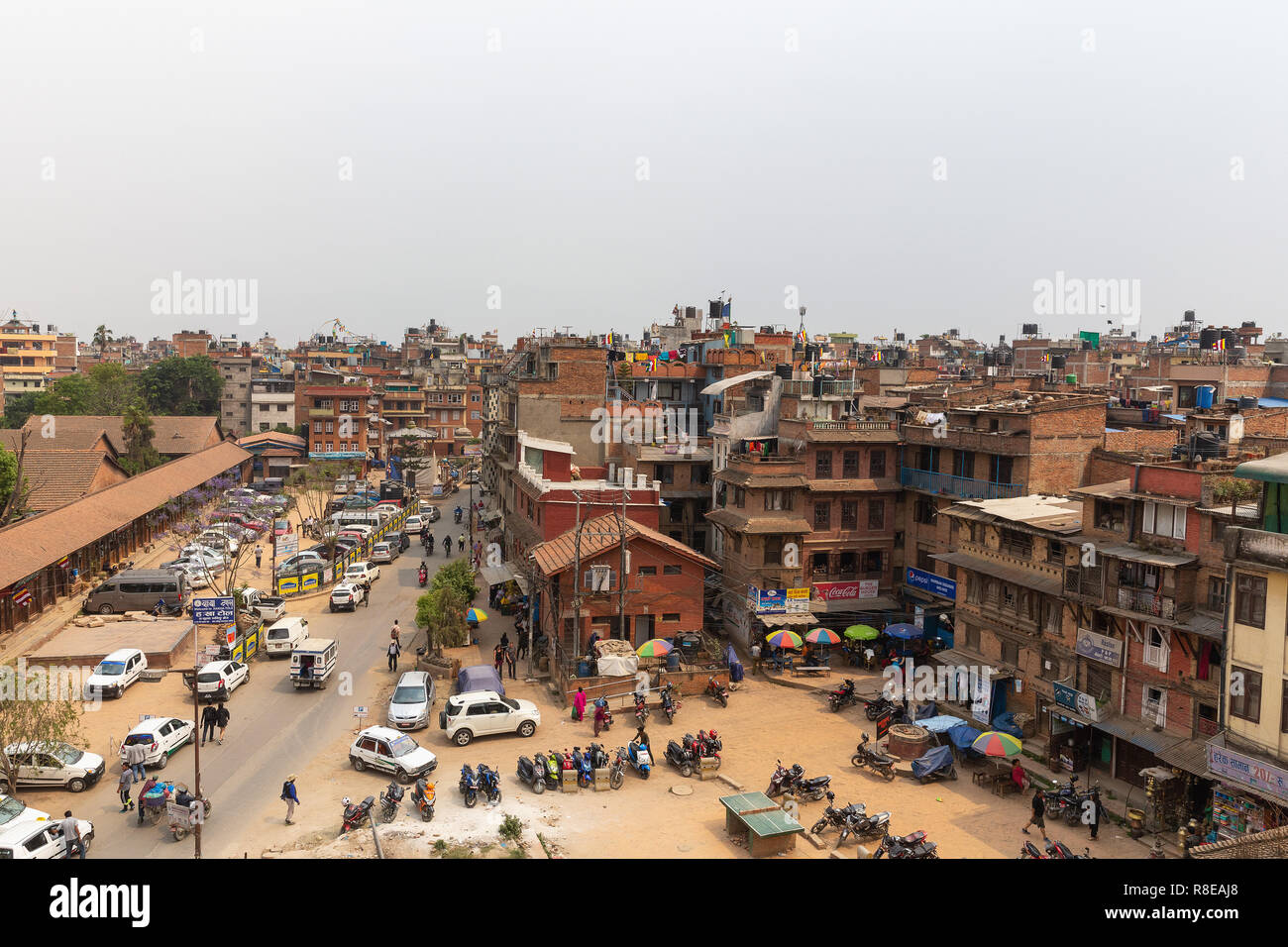 Vue aérienne de Patan, Lalitpur, au Népal. Banque D'Images