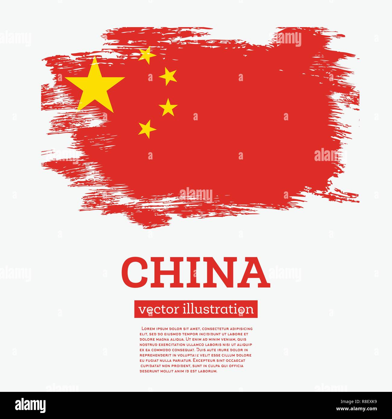 Chine drapeau avec des coups de pinceau. Vector Illustration. Illustration de Vecteur