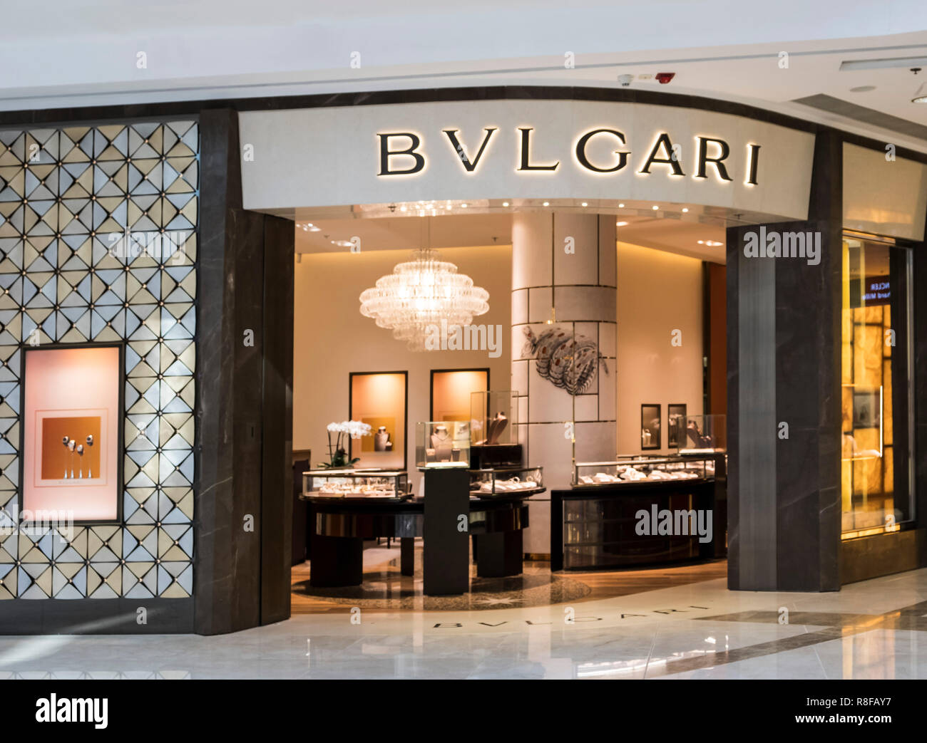 Hong Kong, le 7 avril 2019 : magasin BVLGARI à Hong Kong Banque D'Images