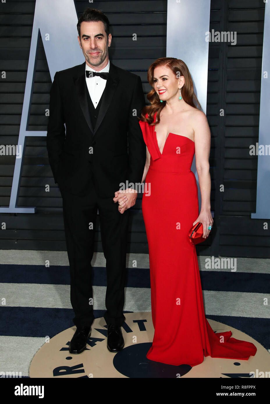 BEVERLY HILLS, LOS ANGELES, CA, USA - Le 04 mars : Sacha Baron Cohen, Isla Fisher, à la 2018 Vanity Fair Oscar Party organisée à l'Annenberg Center for the Performing Arts le 4 mars 2018 à Beverly Hills, Los Angeles, Californie, États-Unis. (Photo par Xavier Collin/Image Press Office) Banque D'Images