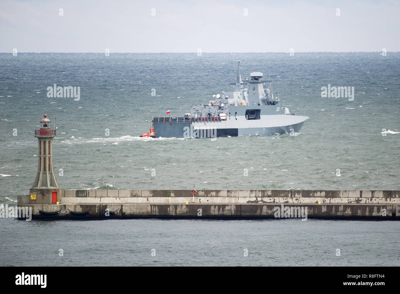 Corvette de classe Gawron polonais converti en navire de patrouille extracôtiers 241 ORP Slazak durant des essais en mer à Gdynia, Pologne. 20 novembre 2018 © Wojciech St Banque D'Images