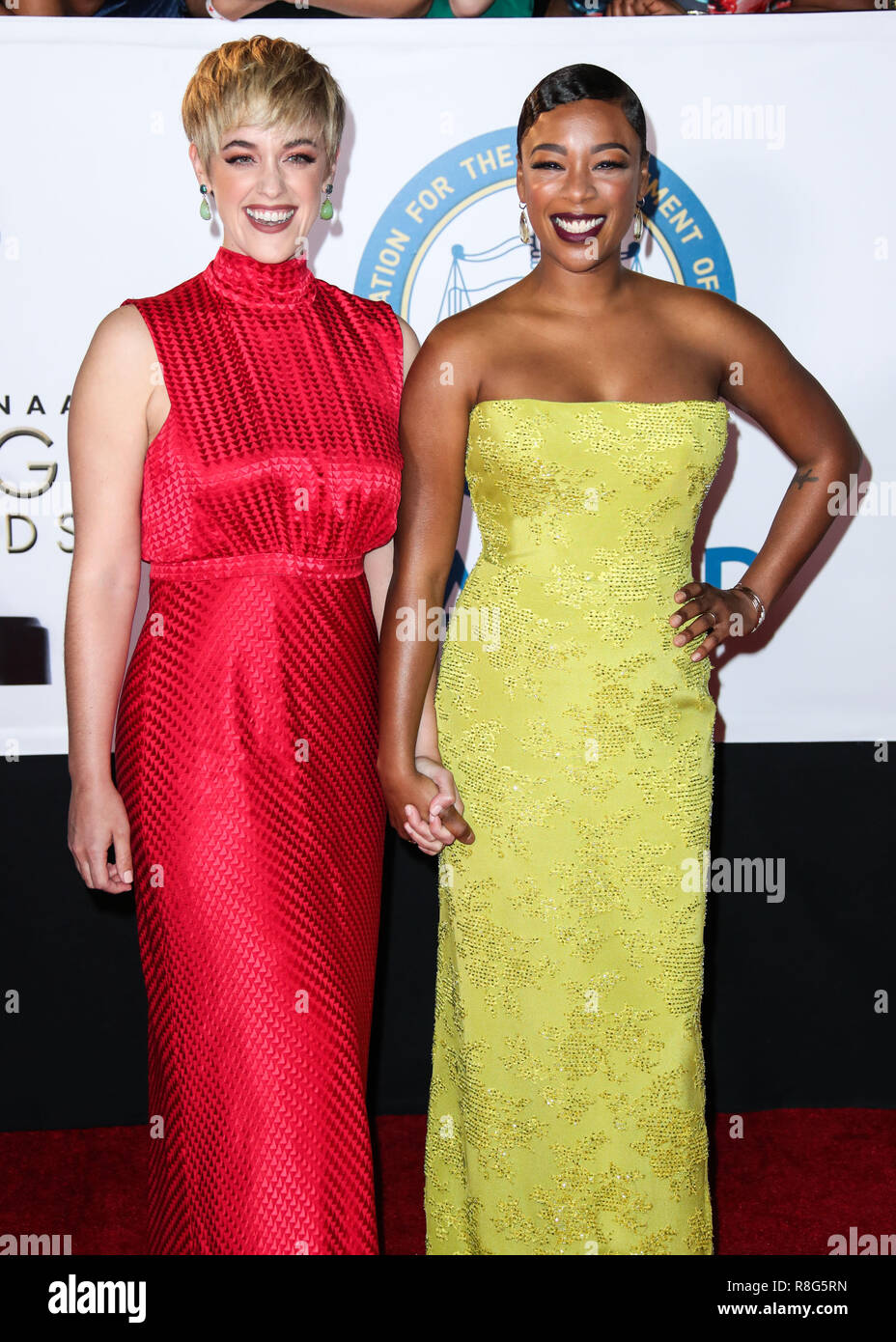 PASADENA, LOS ANGELES, CA, USA - 15 janvier : Lauren Morelli, Samira Wiley à la 49ème NAACP Image Awards tenue au Pasadena Civic Auditorium le 15 janvier 2018 à Pasadena, Los Angeles, Californie, États-Unis. (Photo par Xavier Collin/Image Press Office) Banque D'Images