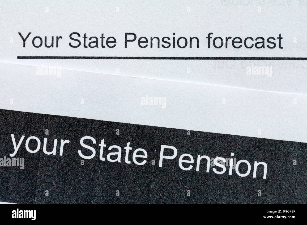 Votre pension d'état détails prévisions Banque D'Images